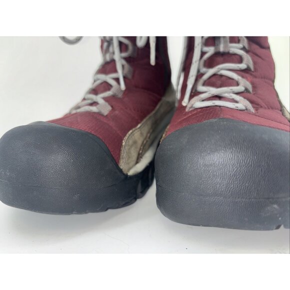 Keen Vail Tan Leather Red Insulated Waterproof Lace-Up Zip Winter Boots Wom. 7.5 - Picture 8 of 10